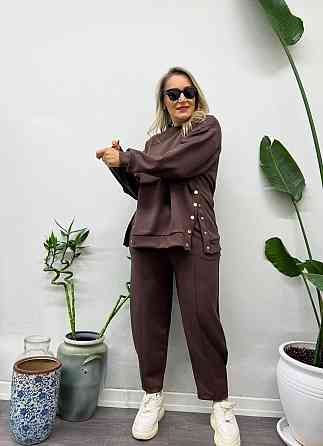 Прогулянковий костюм двійка з двохнитки, штани і світшот, кишені, шоколад, розмір 56/58 Лубни