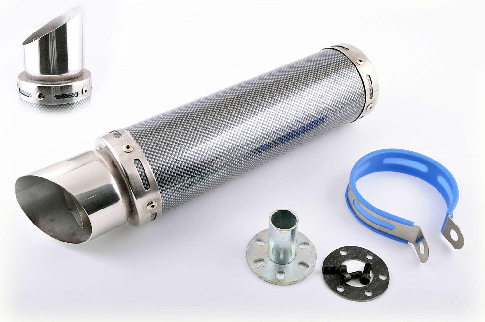 Глушник (тюнінг) 300 * 90mm, кріп. Ø48mm (нержавіюча сталь, карбон mod:1, прямоток, тип:2) Київ - фото 1