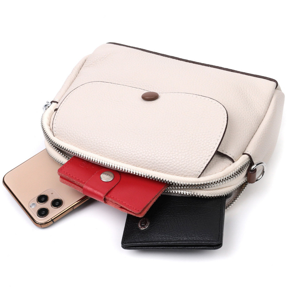 Маленькая повседневная сумка для женщин из натуральной кожи Vintage 22323 Белая Киев - изображение 8