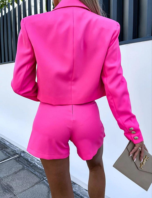 Жіночий трендовий костюм-двійка: піджак і спідниця-шорти костюмка Малина, 42/44 Одеса - фото 3