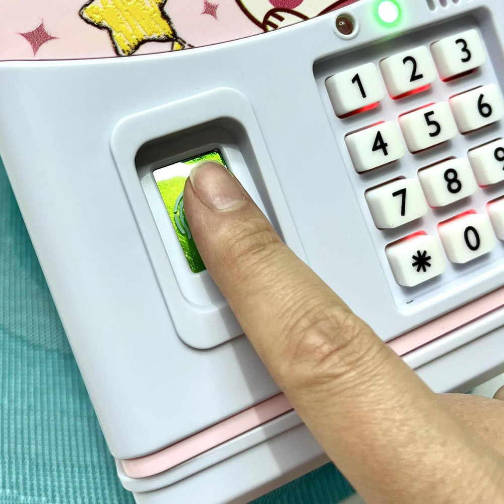 Сейф-скарбничка Банківський термінал з кодовим замком відбиток затягує купюри звук підсвічування від аккамулятора Рожевий Вид2 Чернігів - фото 6