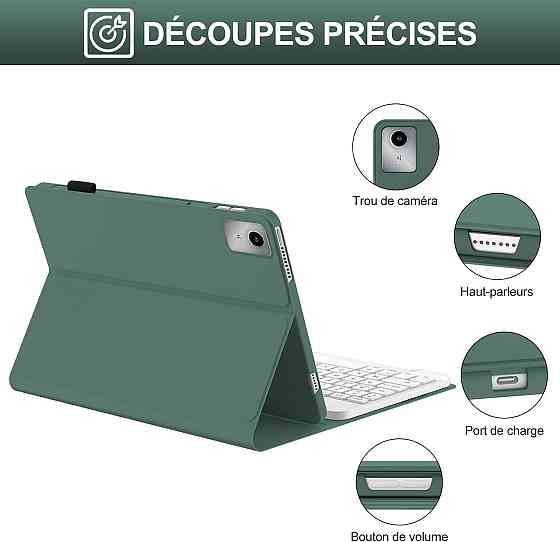 Чехол с Bluetooth клавиатурой для Lenovo Tab M11 11” 2024 TB330XU TB330FU беспроводная магнитная AZERTY зеленый Киев
