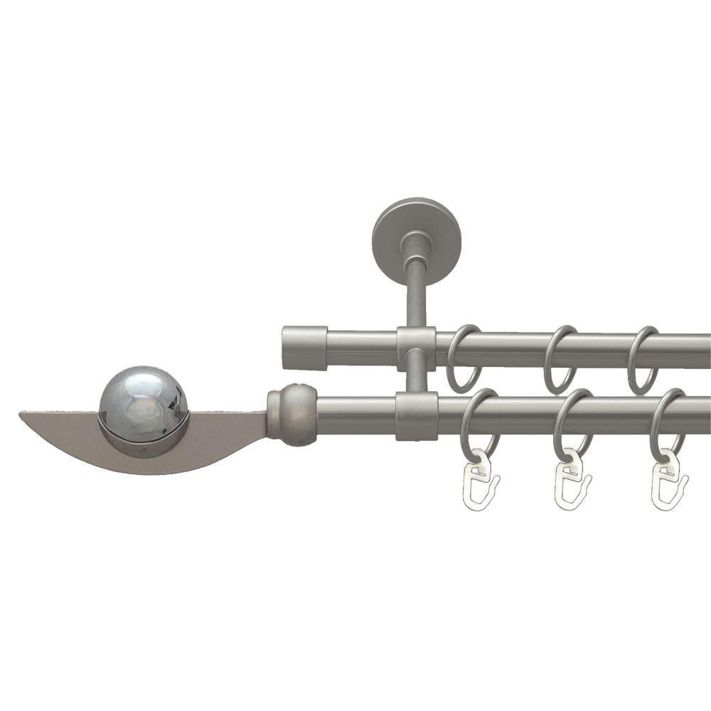 Карниз Orvit Фламінго металевий дворядний закритий гладка труба кільце металеве Сатин 16\16 мм 160 см (00-00022677) Львів - фото 1