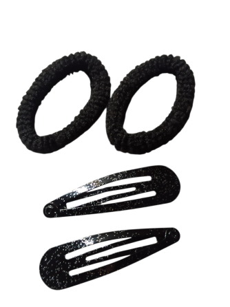 Набор 2 заколок блестящих и 2 резинки для волос на Хэллоуин черный Киев