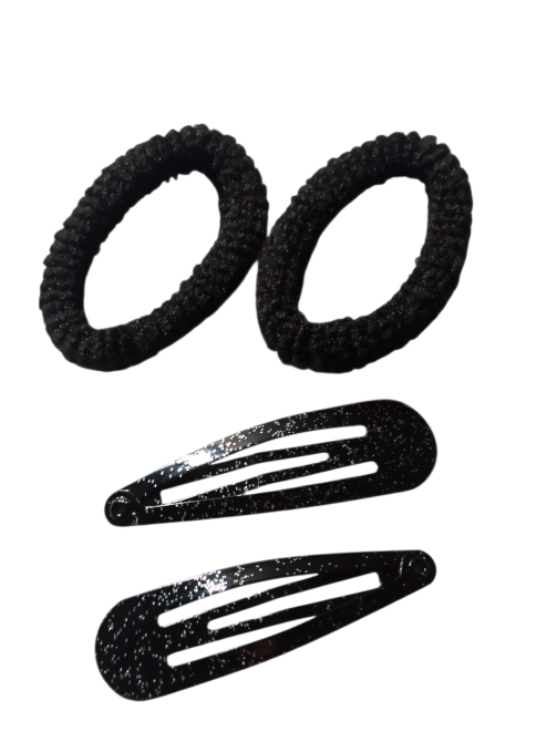 Набор 2 заколок блестящих и 2 резинки для волос на Хэллоуин черный Киев - изображение 2