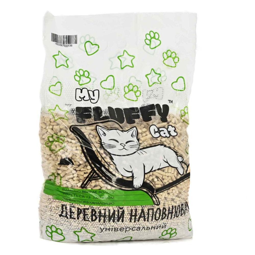 Гигиенический универсальный наполнитель My Fluffy Cat древесный наполнитель с поглощающим эффектом, 3 кг Винница - изображение 1