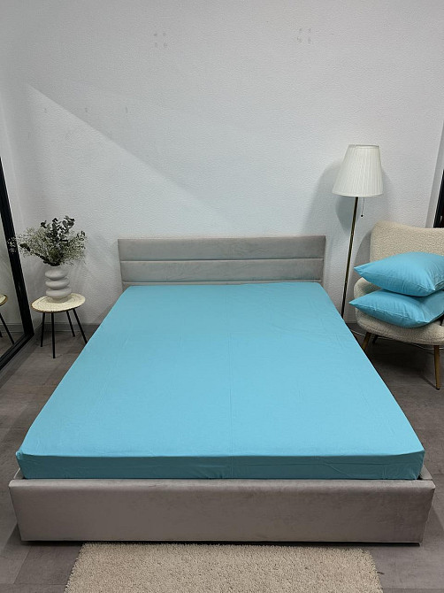 Ecotton Простирадло на резинці Ecotton 90х200 см фланель з бавовни Blue sky блакитний Київ - фото 2