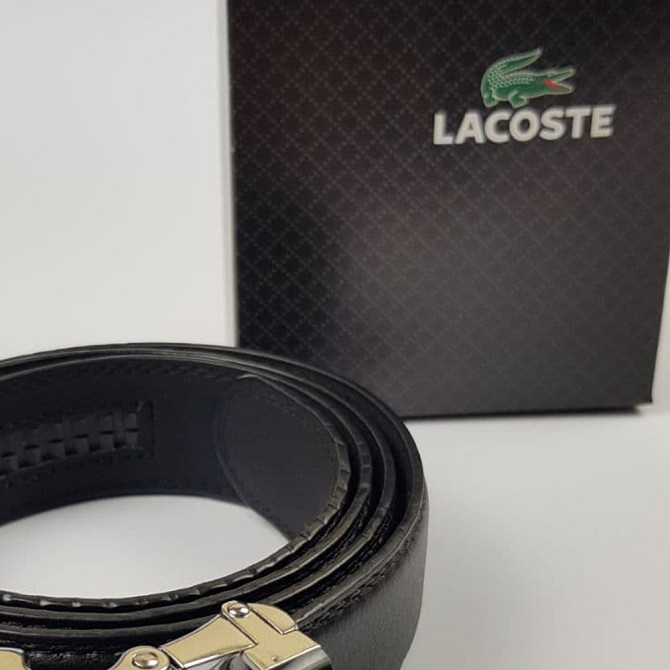 Кожаный мужской ремень | Автоматический | Lacoste (Лакоста) в подарочной коробке | классическийMasterSem Киев - изображение 4