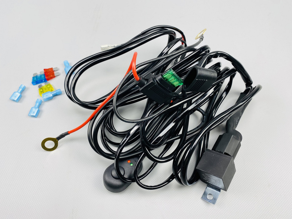 Комплект проводки для будь-яких led фар і led bar в зборі 0-30A 3 м кабель пульт з джгутом реле запобіжники Мукачево - фото 6