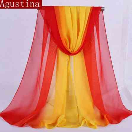 Женский шарф оранжевый + желтый - размер шарфа 150*50см, шифон Киев