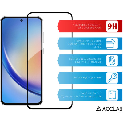 Скло захисне ACCLAB Full Glue Samsung A35 Black (1283126588778) Вінниця - фото 3