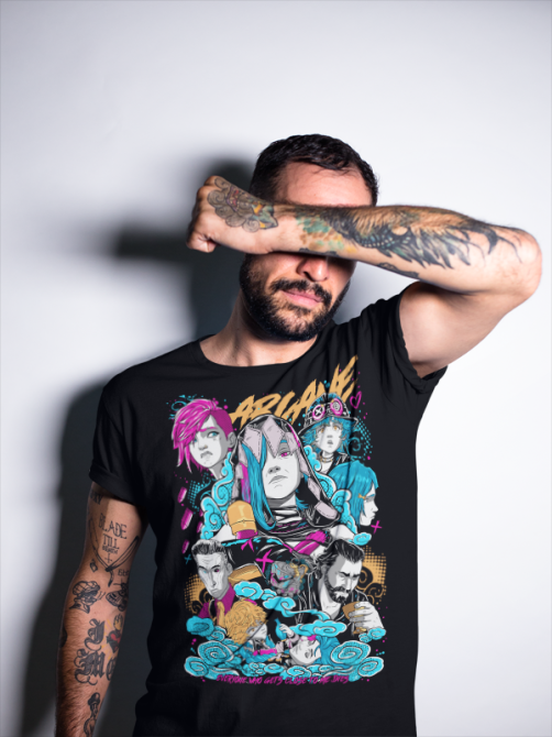 Футболка з аніме принтом Джінкс Аркане Джапанесе Аніме оверсайз (S/M/L) Чорний AnimeJ0674 Дніпро - фото 4