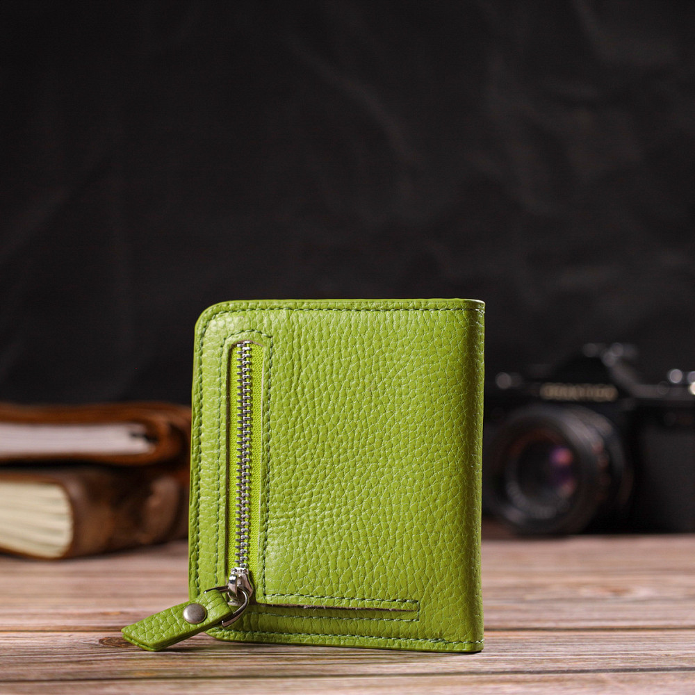 Яскравий жіночий гаманець невеликого розміру з натуральної шкіри CANPELLINI 21799 Салатовий Київ - фото 9