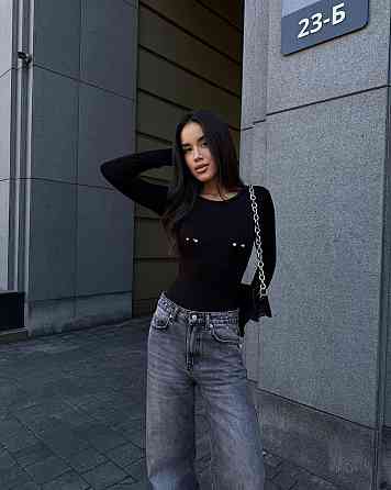 Жіночий базовий боді з акцентним пірсингом на грудях віскоза Чорний, 46/48 Одеса