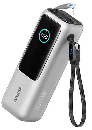 Портативний зарядний пристрій Anker 25000 mAh 165W PD Built-In Double USB-C Cables Silver (7160683) Київ