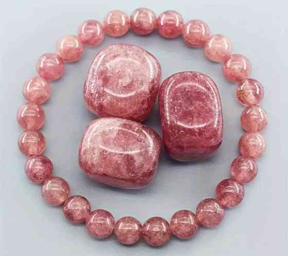 Браслет из клубничного кварца – натуральный камень, 8 мм Киев