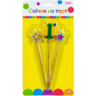 Свічка Maxi Stars "1" висотою 4,5 см, 3 шт. (MX620080-1) Вінниця