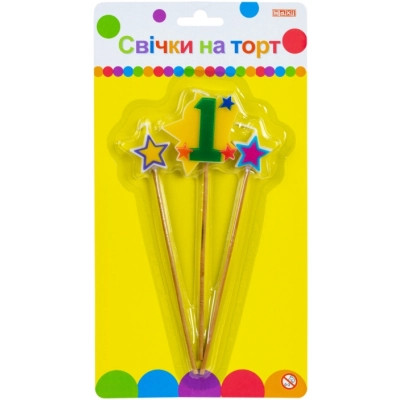 Свічка Maxi Stars "1" висотою 4,5 см, 3 шт. (MX620080-1) Вінниця - фото 1