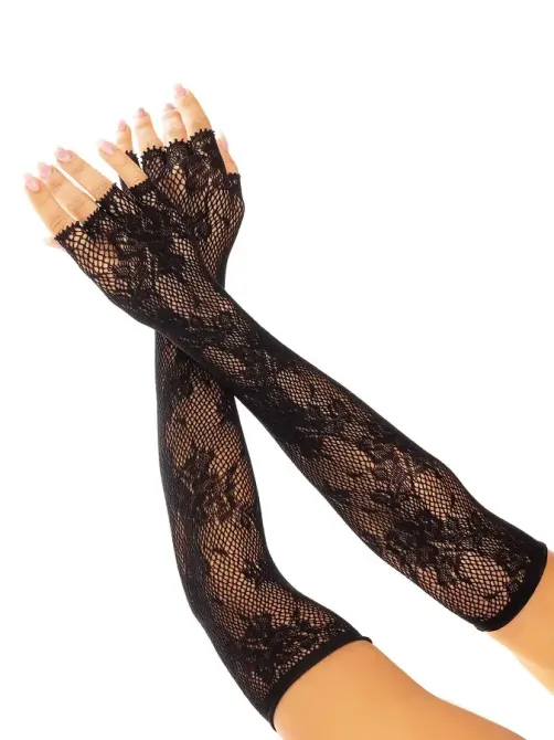Мітенки Leg Avenue Lace Opera Length Fingerless Gloves Black Львів - фото 1