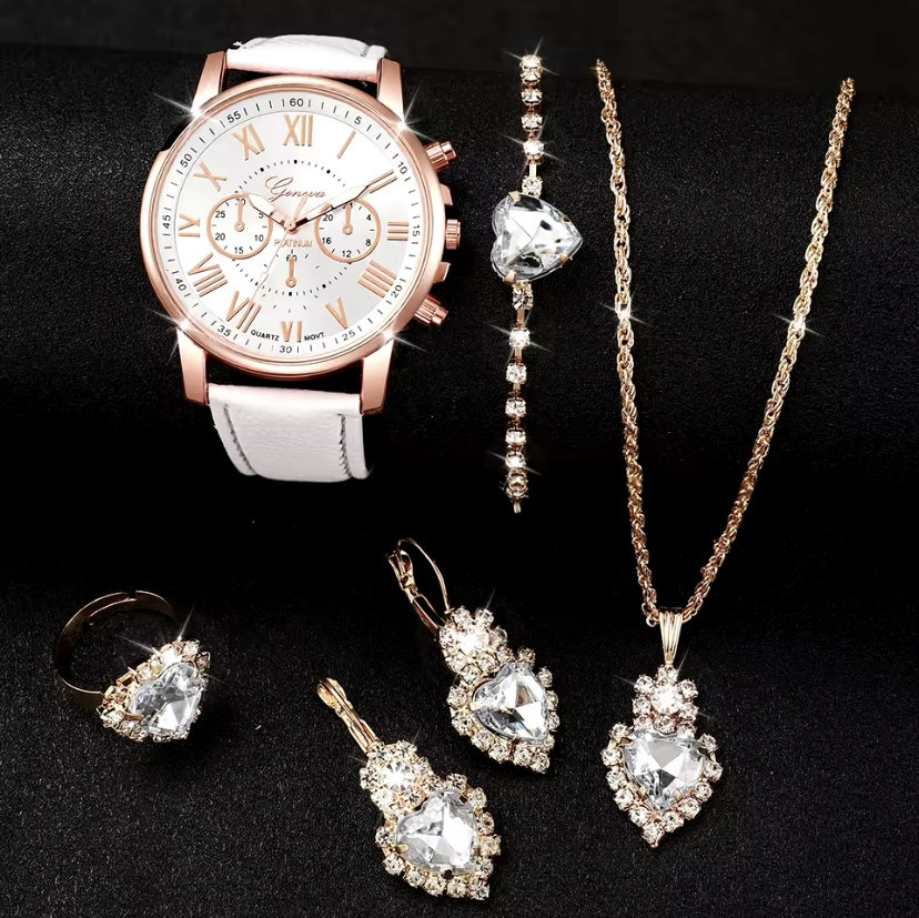 Подарочный набор для женщин: наручные часы, браслет, кольцо, ожерелье и серьги - без подарочной коробки Киев - изображение 2