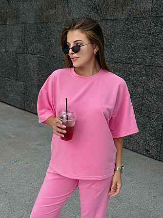 Спортивный костюм женский футболка и штаны джогеры Розовый XL-XXL Харьков