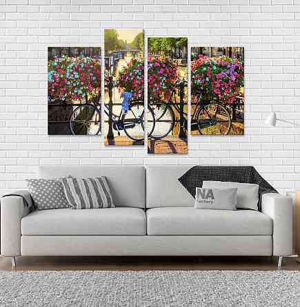 Модульна картина Квіти Велосипед Art-130_4 Київ
