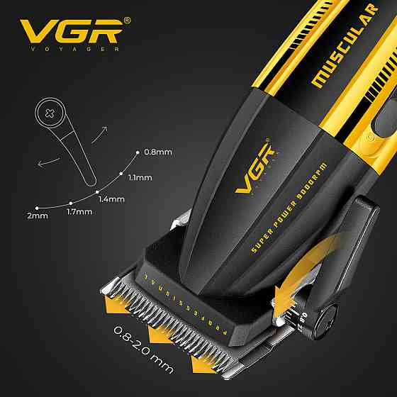 Аккумуляторная машинка для стрижки (clipper) VGR V-285, 6 насадок, 9000 RPM, 2000 mAh (20) Киев