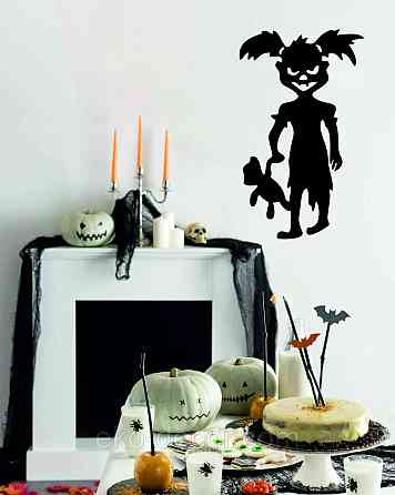 Декоративне настінне Панно «Сілует дітей. Гелловін», Декор на стіну 110*65, Чорний Київ