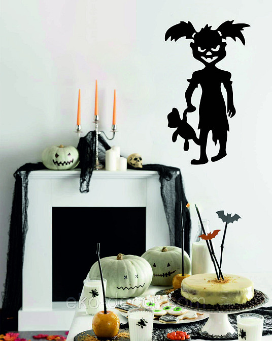 Декоративне настінне Панно «Сілует дітей. Гелловін», Декор на стіну 110*65, Чорний Київ - фото 6