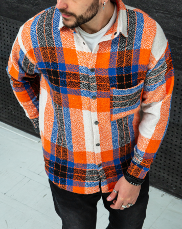 Сорочка чоловіча байка Синьо-жовтогарячій M Харків