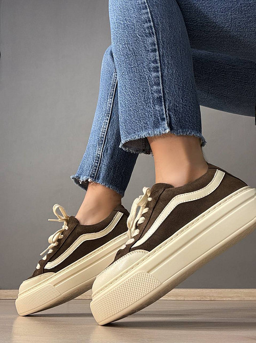 Кеды женские Hengji 707-7 замшевые на высокой платформе коричневые, 40, 25,5 см Киев - изображение 3