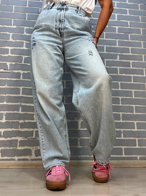 Джинсы женские Its Basic 03097 SKATER широкие косые карманы рваные, голубой, 32, 32 Одесса - изображение 5