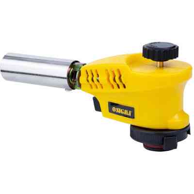 Газовый паяльник Sigma с регулировкой пламени сверху и пьезоподжигом 20мм 153мм (2901431) Винница