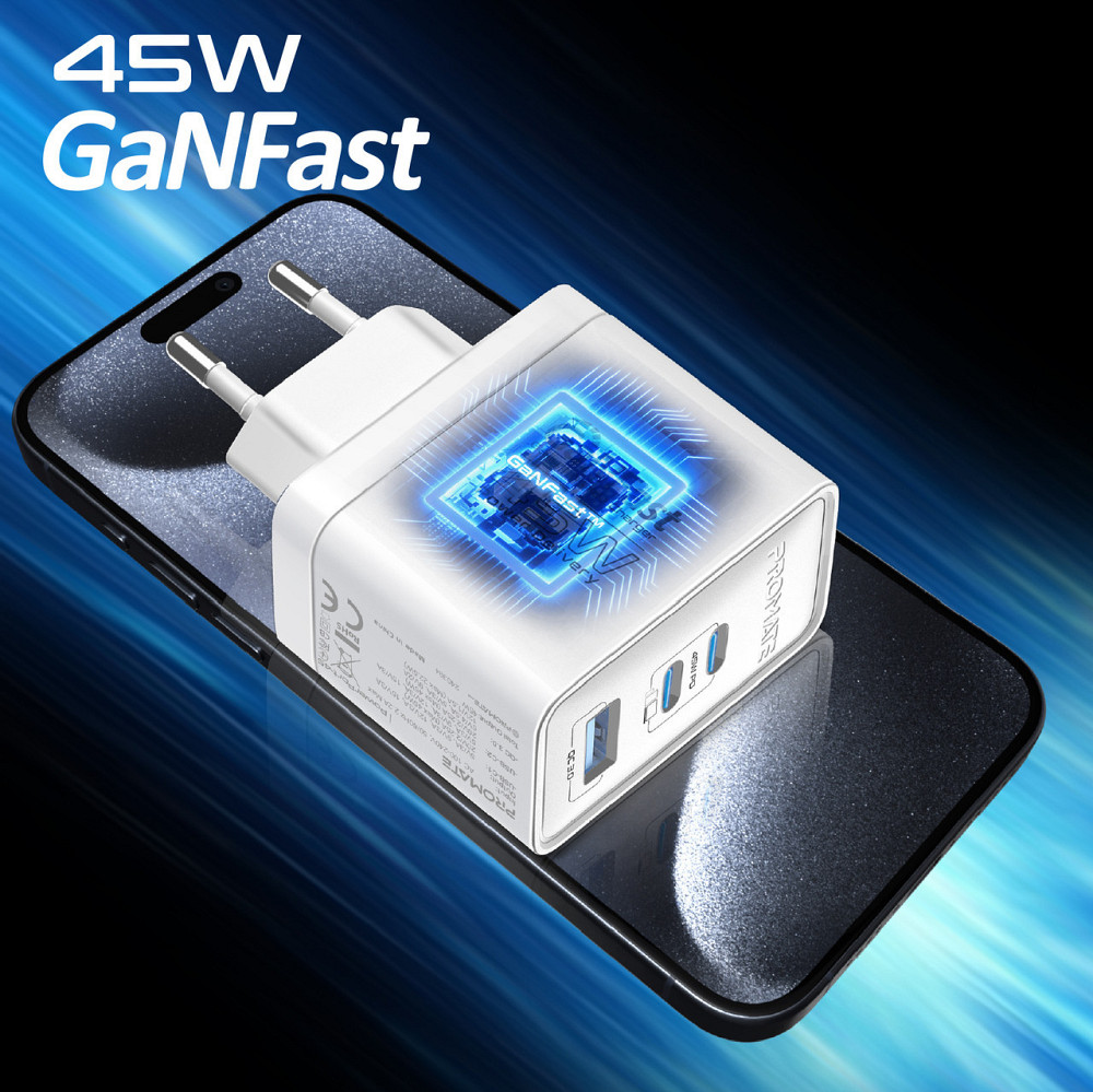 Зарядний пристрій Promate PowerPort 45 W White ( Чорний ) Харьков - изображение 2