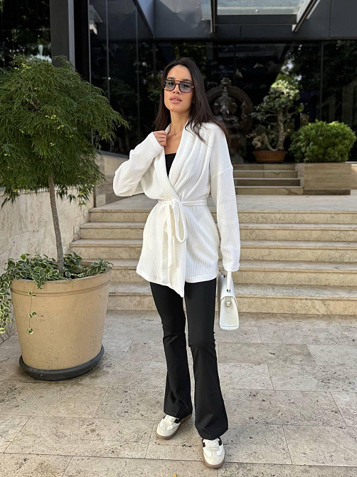 Женский теплый модный кардиган. Белый, 46/48 Одесса - изображение 3