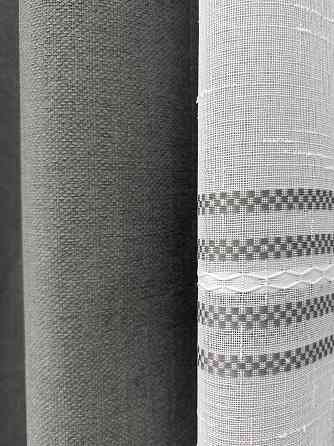 Комплект штор VR-Textil Шеніл 200х270 2шт і Тюль 500х270 1592ш-1428т Сірий з білим 71-201/6 Київ