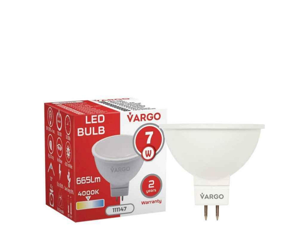 Лампа світлодіодна 7W GU5,3 MR16 4000К 220V (V-111147) ТМ VARGO Київ - фото 1
