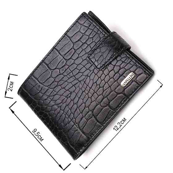 Удобный мужской бумажник из натуральной фактурной кожи с тиснением под крокодила CANPELLINI 21790 Черный Киев