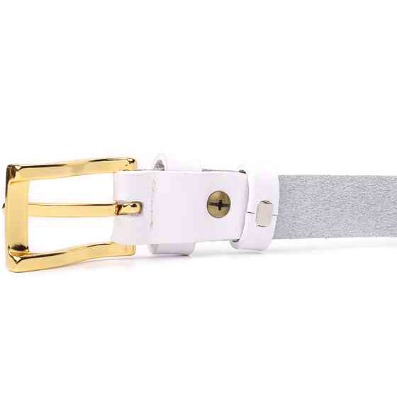 Стильный тонкий кожаный ремень для женщин Белый (GRANDE PELLE) Киев