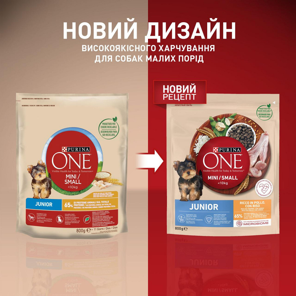 Сухой корм PURINA ONE Mini/Small Junior для щенков мелких пород, с курицей, 800 г Киев - изображение 6