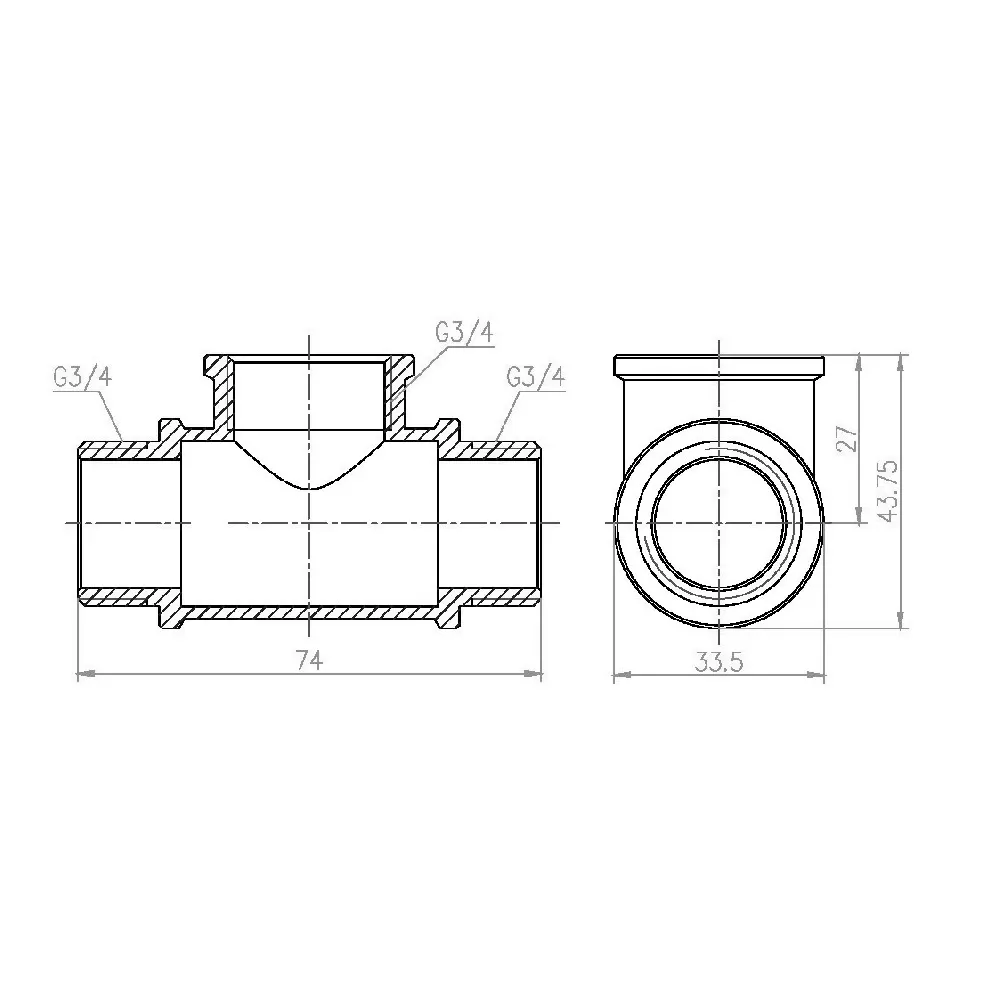 Тройник Thermo Alliance Forte 3/4" ВНН SF36620 Київ - фото 8