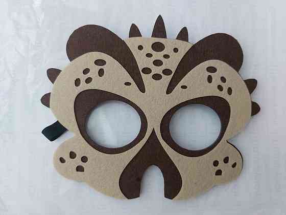 Детская маска динозавр для мальчиков 18 на 14 см коричневый Киев