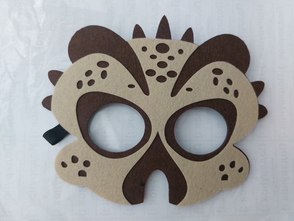 Детская маска динозавр для мальчиков 18 на 14 см коричневый Киев - изображение 1