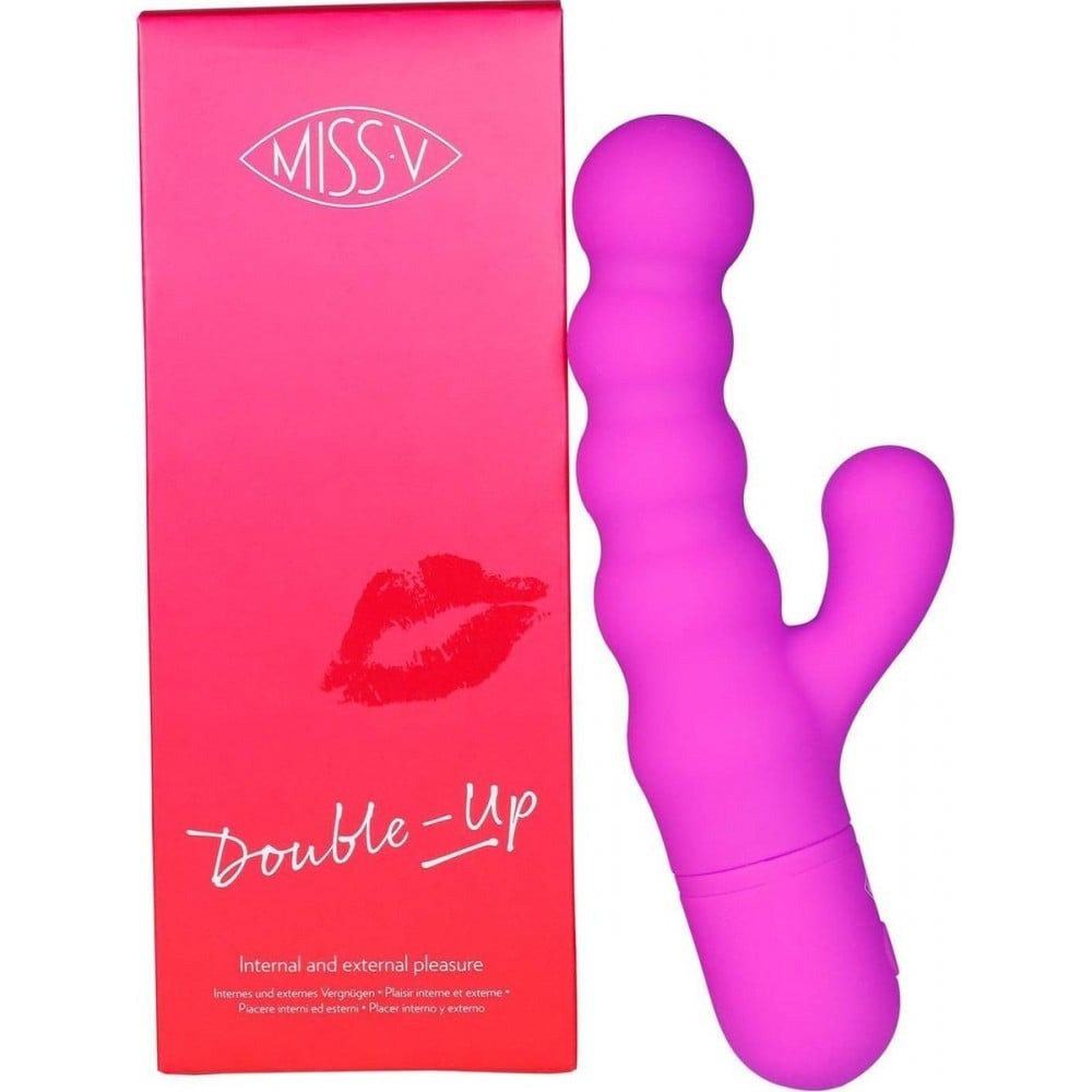 Вибратор-кролик рельефный Double Up Miss V, фиолетовый Sex Aura Киев - изображение 1