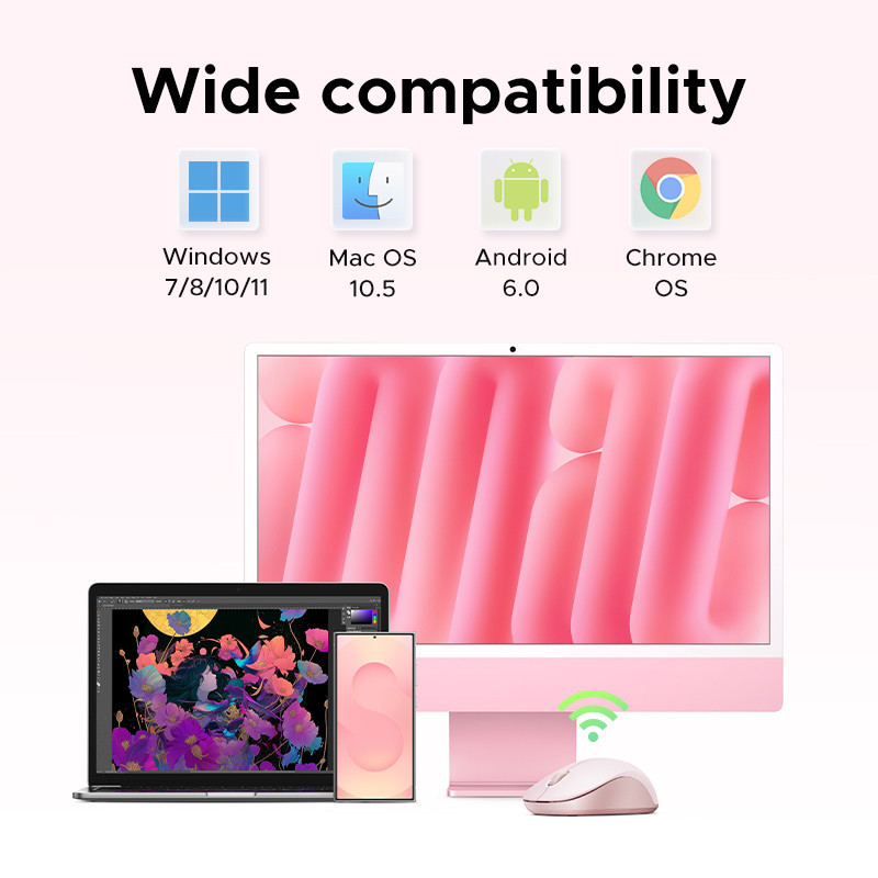 Маніпулятор миша бездротова UGREEN M331 Multi-mode Wireless Mouse Pink Одеса - фото 20