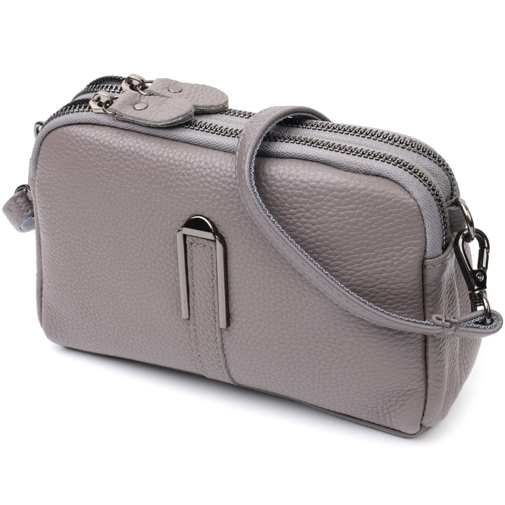 Сумка жіноча на два відділення з натуральної шкіри Vintage 22278 Сіра Київ - фото 1