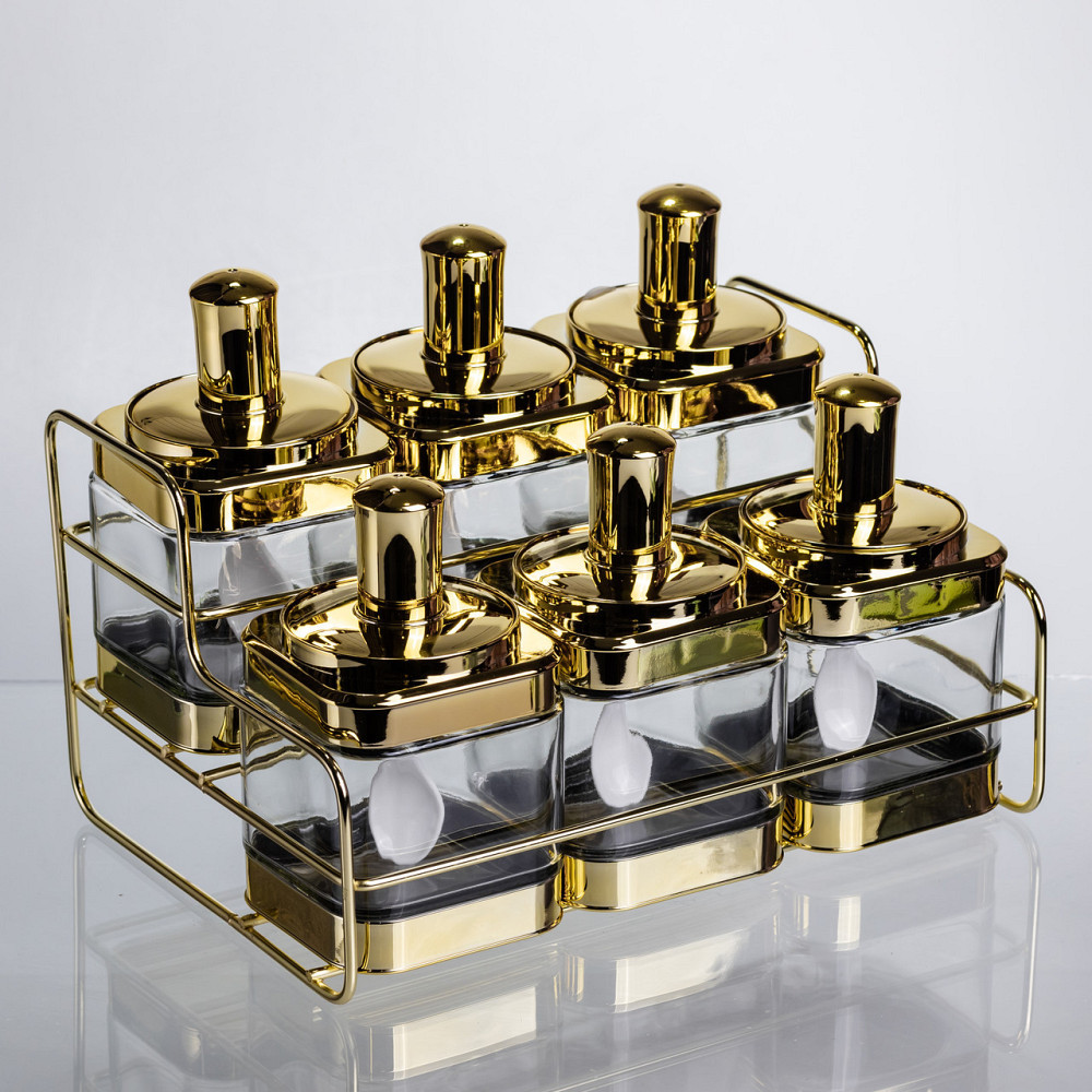 Набір банок для сипучих продуктів з ложкою, 6 шт, золото Київ - фото 2