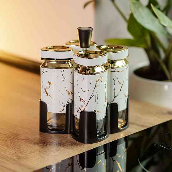 Набір баночок для спецій 4 шт 120 мл карусель для зберігання спецій HP-1330 Київ