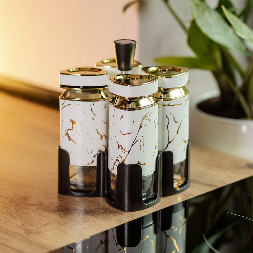 Набір баночок для спецій 4 шт 120 мл карусель для зберігання спецій HP-1330 Київ - фото 6