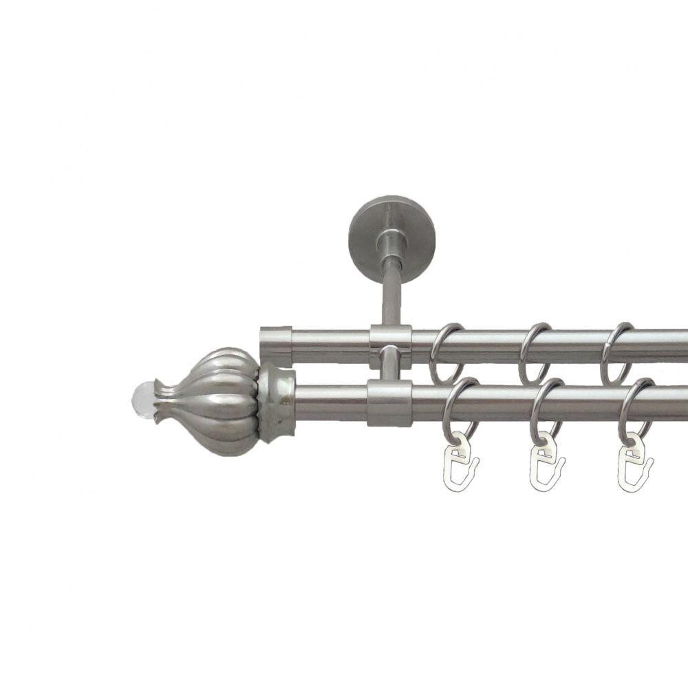 Карниз Orvit Таджа-Кристал металевий дворядний закритий гладка труба кільце металеве Нержавіюча Сталь 16\16 мм 200 см (5503240) Львів - фото 1